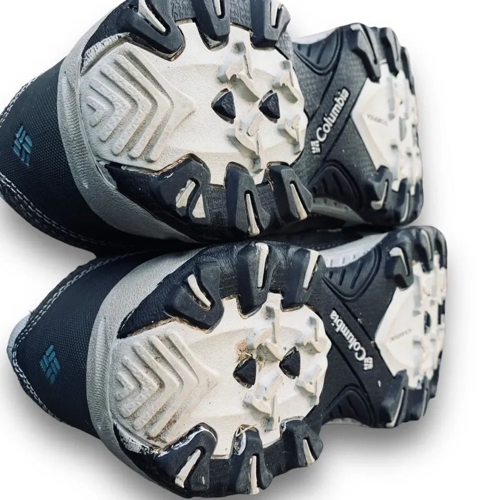 Columbia Kids Gray White and Red Athletic Trail Shoes